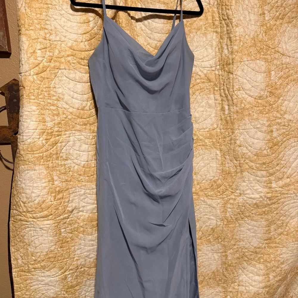 Dusty Blue Bridesmaids Dress - Picture 1 of 10